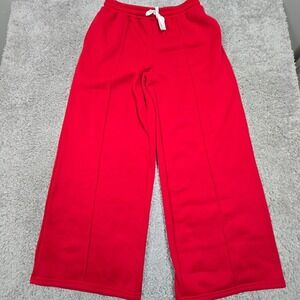 Missguided Sweatpants Womens Large Red Wide Leg Drawstring Pants‎ Hip Hop